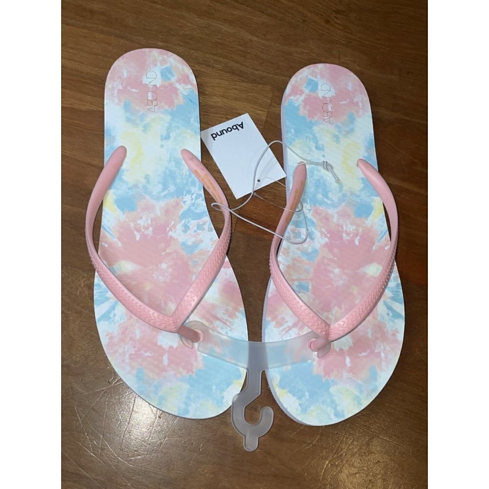 ABOUND Nordstrom Leyo Flip Flops in Pink Powder Stripe Dye New - Picture 2 of 4
